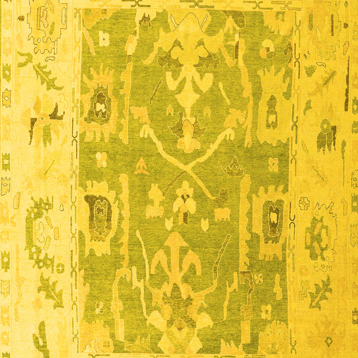 Machine Washable Oriental Yellow Traditional Rug, wshabs4343yw