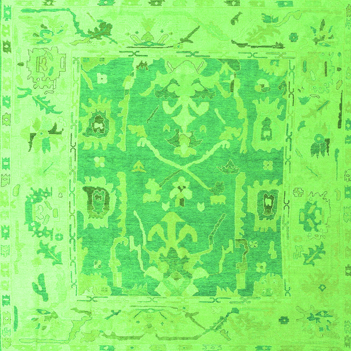 Square Machine Washable Oriental Green Traditional Area Rugs, wshabs4343grn