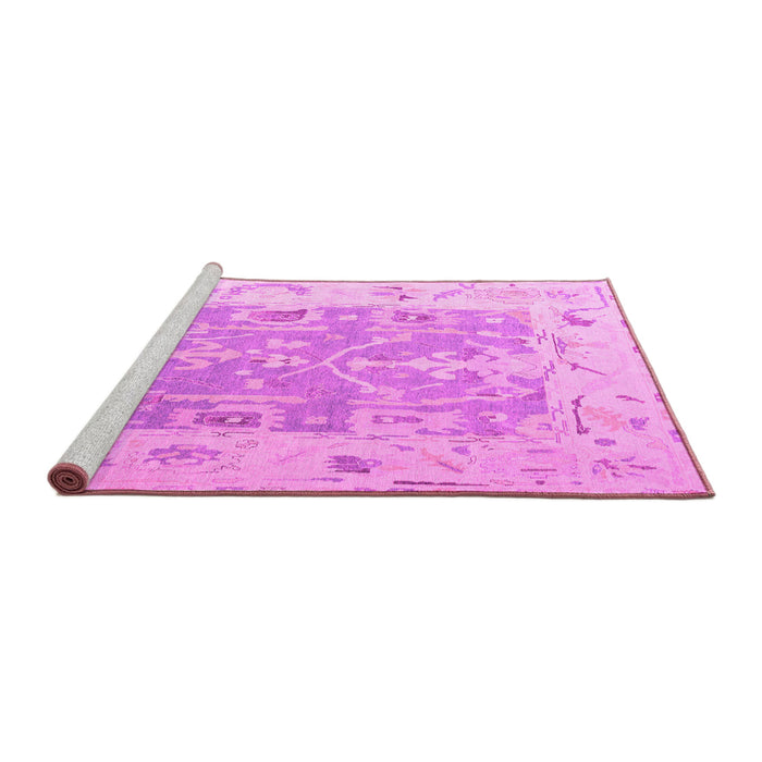 Sideview of Machine Washable Oriental Pink Traditional Rug, wshabs4343pnk