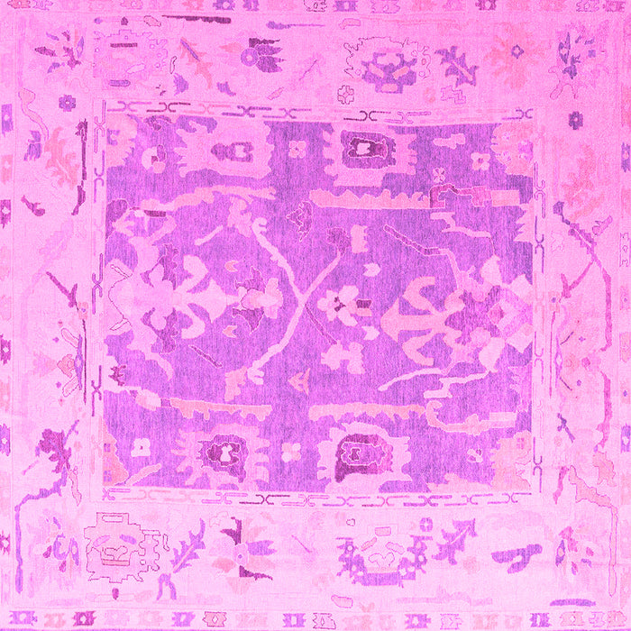 Square Machine Washable Oriental Pink Traditional Rug, wshabs4343pnk