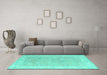 Machine Washable Abstract Turquoise Modern Area Rugs in a Living Room,, wshabs4344turq