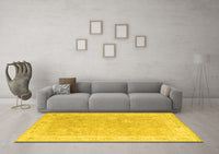 Machine Washable Abstract Yellow Modern Rug, wshabs4344yw