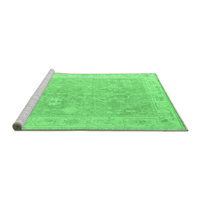 Sideview of Machine Washable Abstract Emerald Green Modern Area Rugs, wshabs4344emgrn