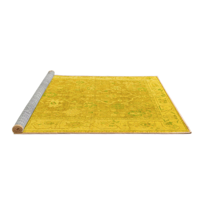 Sideview of Machine Washable Abstract Yellow Modern Rug, wshabs4344yw