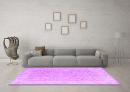 Machine Washable Abstract Purple Modern Area Rugs in a Living Room, wshabs4344pur