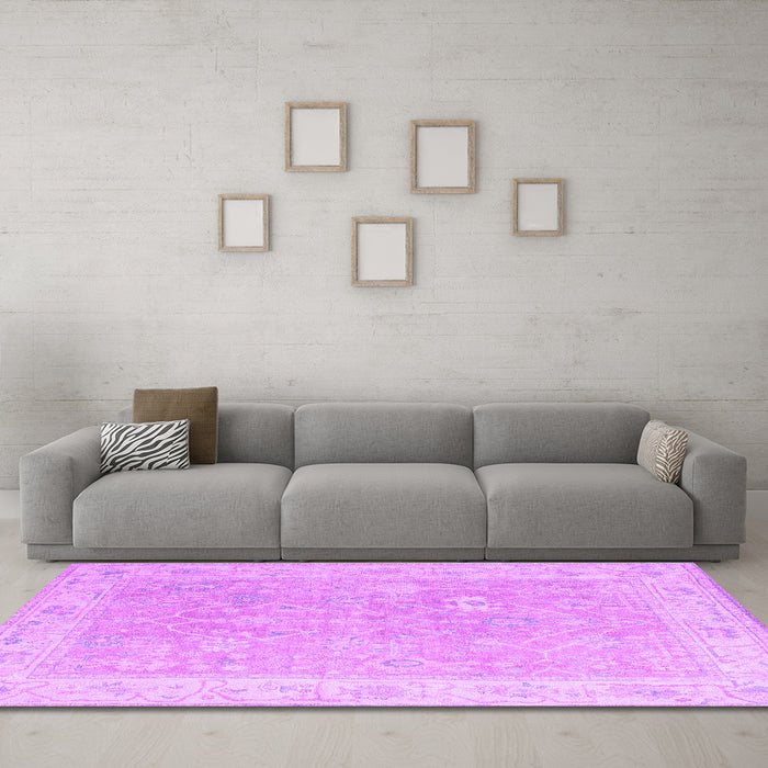 Machine Washable Abstract Purple Modern Area Rugs in a Living Room, wshabs4344pur