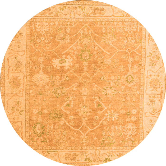 Round Abstract Orange Modern Rug, abs4344org