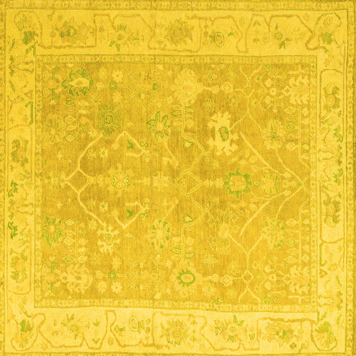 Square Machine Washable Abstract Yellow Modern Rug, wshabs4344yw