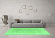 Machine Washable Abstract Emerald Green Modern Area Rugs in a Living Room,, wshabs4344emgrn