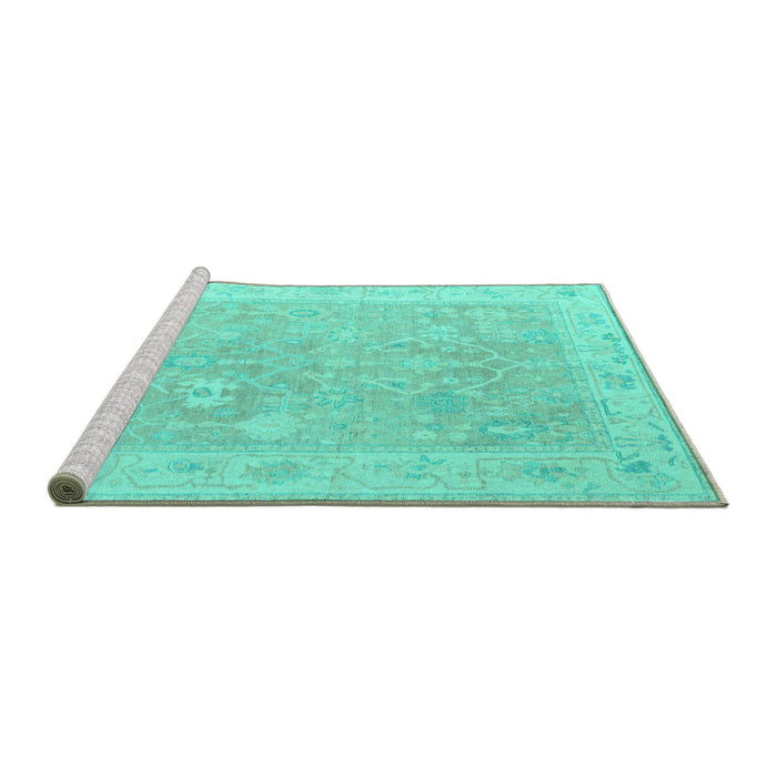 Sideview of Machine Washable Abstract Turquoise Modern Area Rugs, wshabs4344turq