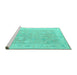 Sideview of Machine Washable Abstract Turquoise Modern Area Rugs, wshabs4344turq