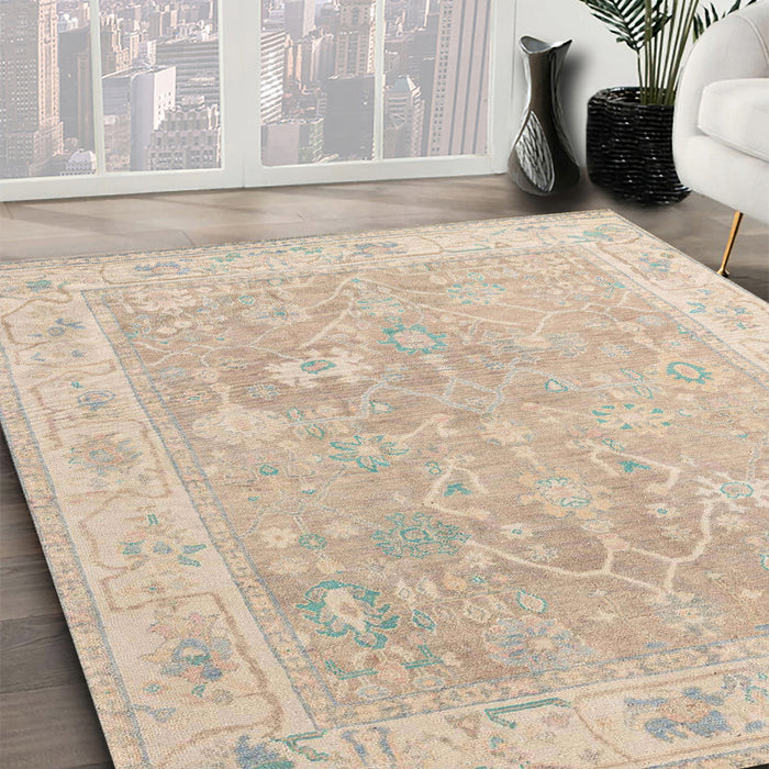 Machine Washable Abstract Brown Sugar Brown Rug in a Family Room, wshabs4344