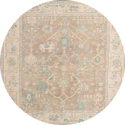Round Abstract Brown Modern Rug, abs4344