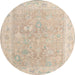 Round Abstract Brown Modern Rug, abs4344