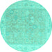 Round Abstract Turquoise Modern Rug, abs4344turq