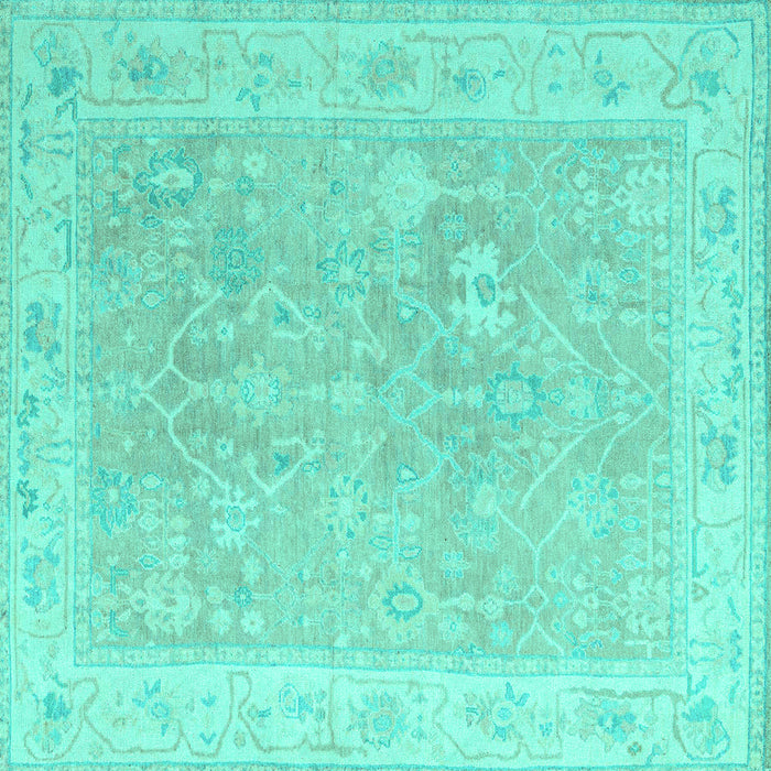 Square Machine Washable Abstract Turquoise Modern Area Rugs, wshabs4344turq