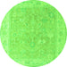 Round Machine Washable Abstract Green Modern Area Rugs, wshabs4344grn