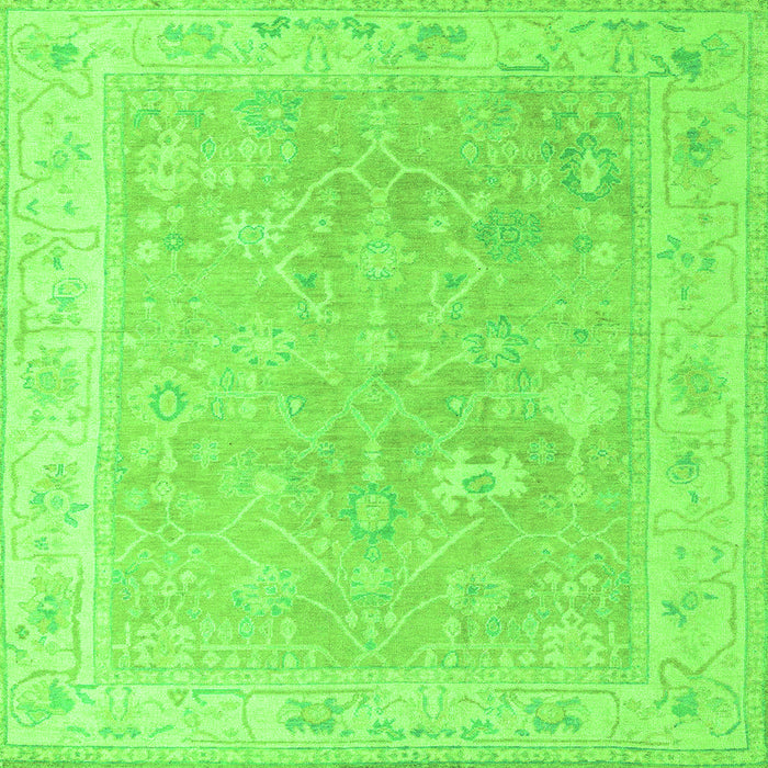 Square Machine Washable Abstract Green Modern Area Rugs, wshabs4344grn