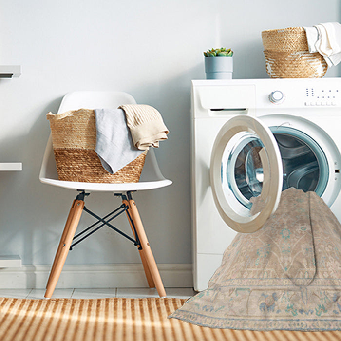 Machine Washable Abstract Brown Sugar Brown Rug in a Washing Machine, wshabs4344