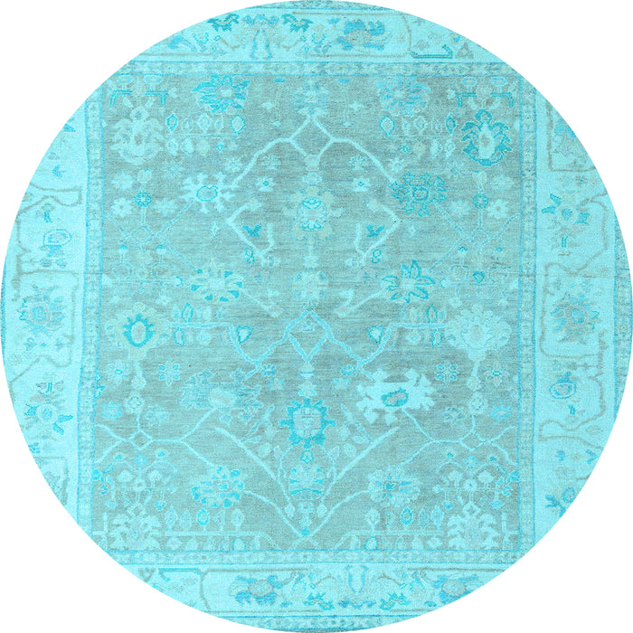 Round Machine Washable Abstract Light Blue Modern Rug, wshabs4344lblu