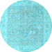 Round Machine Washable Abstract Light Blue Modern Rug, wshabs4344lblu