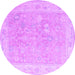 Round Machine Washable Abstract Purple Modern Area Rugs, wshabs4344pur