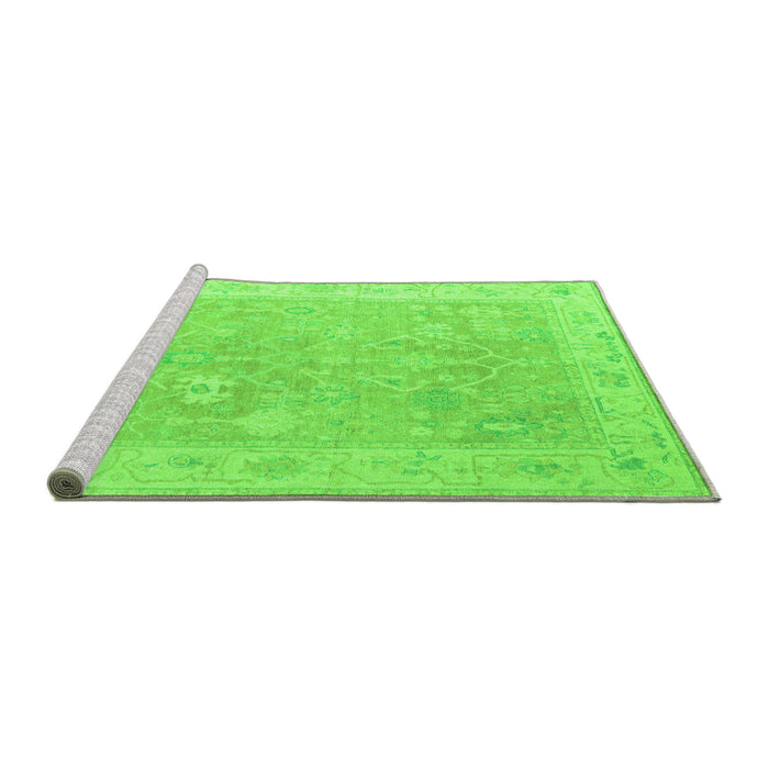 Sideview of Machine Washable Abstract Green Modern Area Rugs, wshabs4344grn