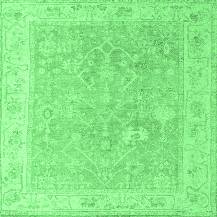 Square Machine Washable Abstract Emerald Green Modern Area Rugs, wshabs4344emgrn