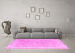 Machine Washable Abstract Pink Modern Rug in a Living Room, wshabs4344pnk