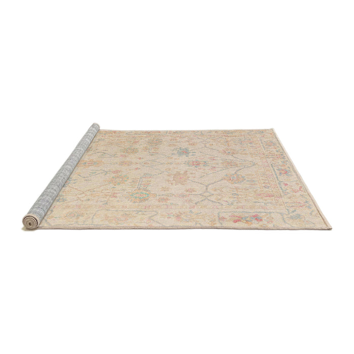 Sideview of Machine Washable Abstract Deep Peach Orange Rug, wshabs4345
