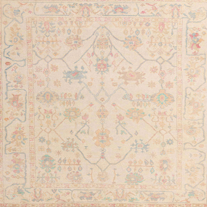 Square Abstract Deep Peach Orange Oriental Rug, abs4345
