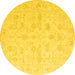 Round Oriental Yellow Traditional Rug, abs4345yw