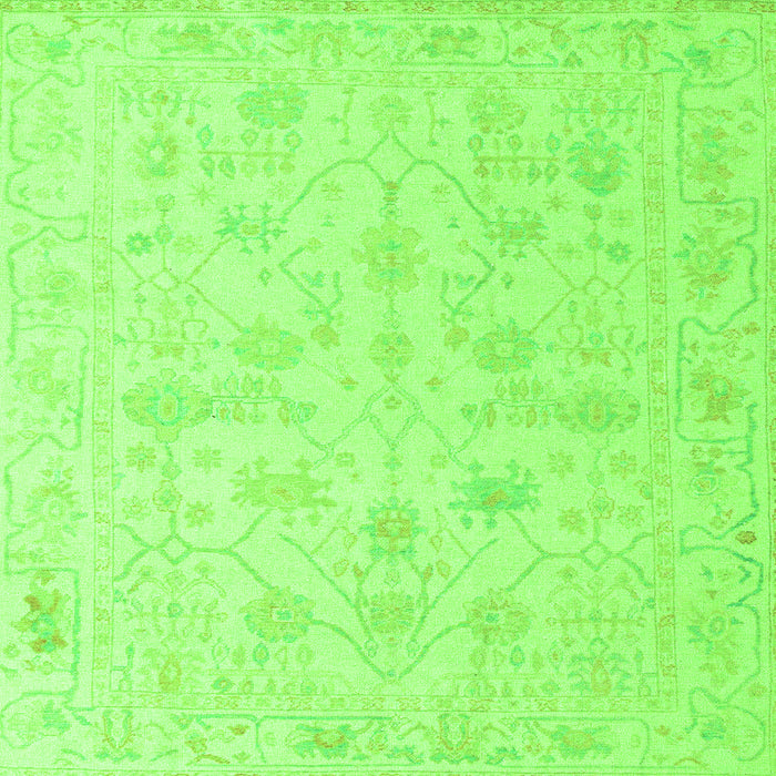Square Machine Washable Oriental Green Traditional Area Rugs, wshabs4345grn