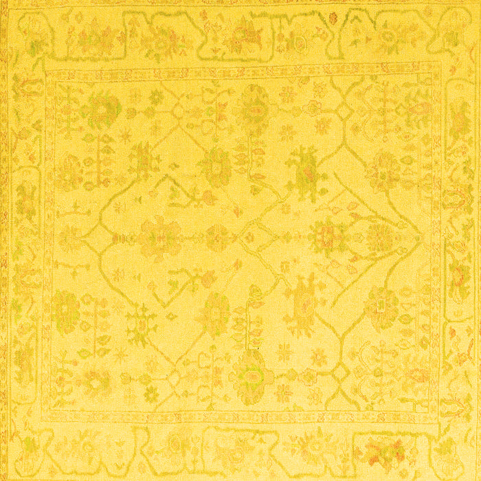 Square Machine Washable Oriental Yellow Traditional Rug, wshabs4345yw