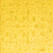 Square Machine Washable Oriental Yellow Traditional Rug, wshabs4345yw