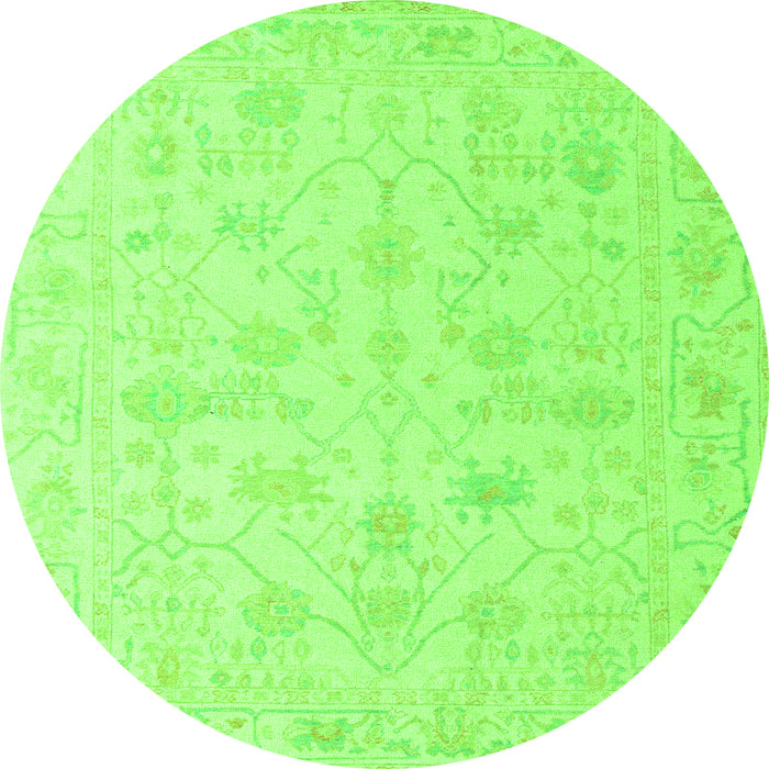 Round Oriental Green Traditional Rug, abs4345grn