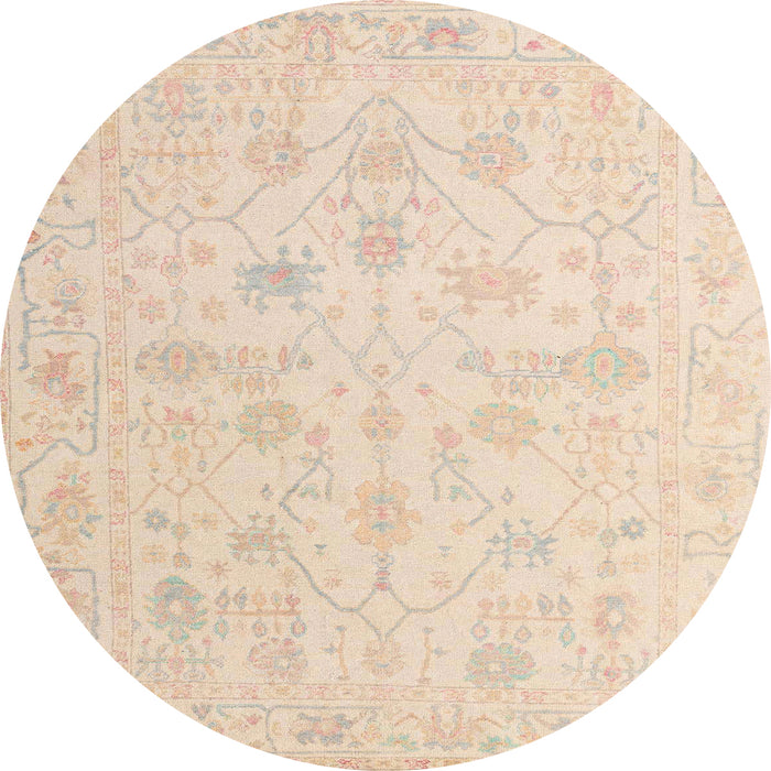 Round Machine Washable Abstract Deep Peach Orange Rug, wshabs4345