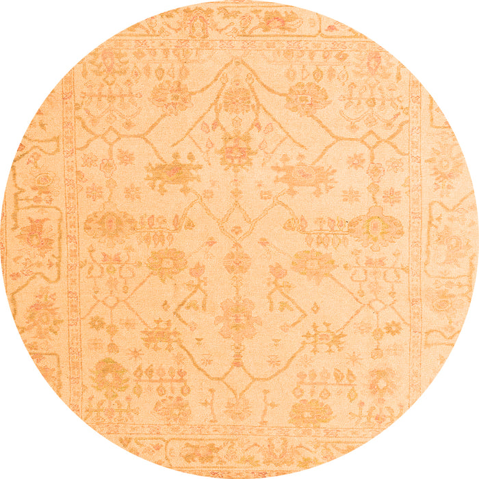 Round Oriental Orange Traditional Rug, abs4345org