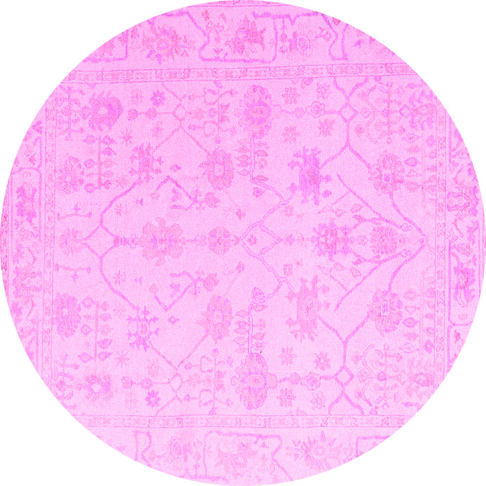 Round Oriental Pink Traditional Rug, abs4345pnk