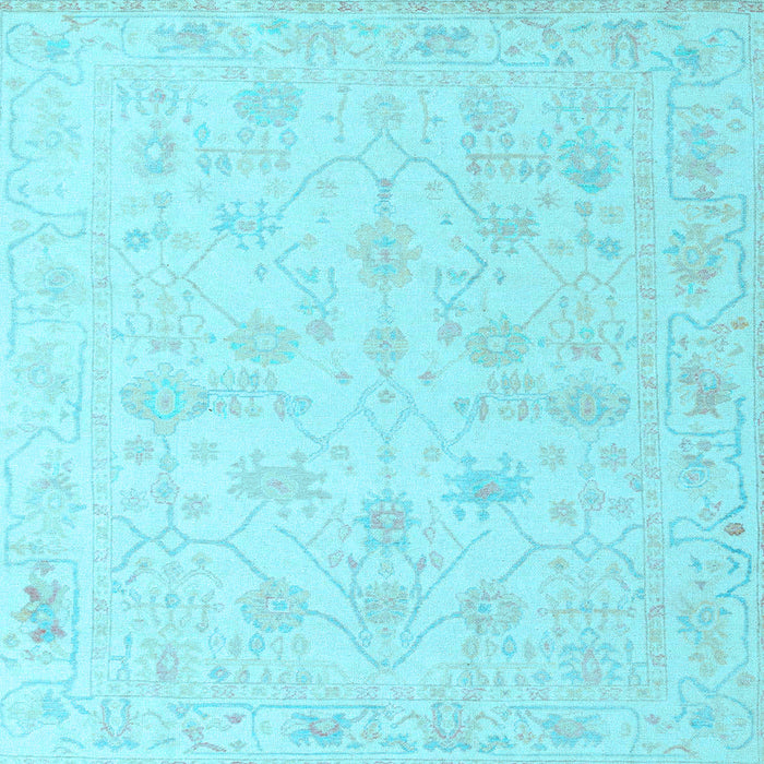 Square Machine Washable Oriental Light Blue Traditional Rug, wshabs4345lblu