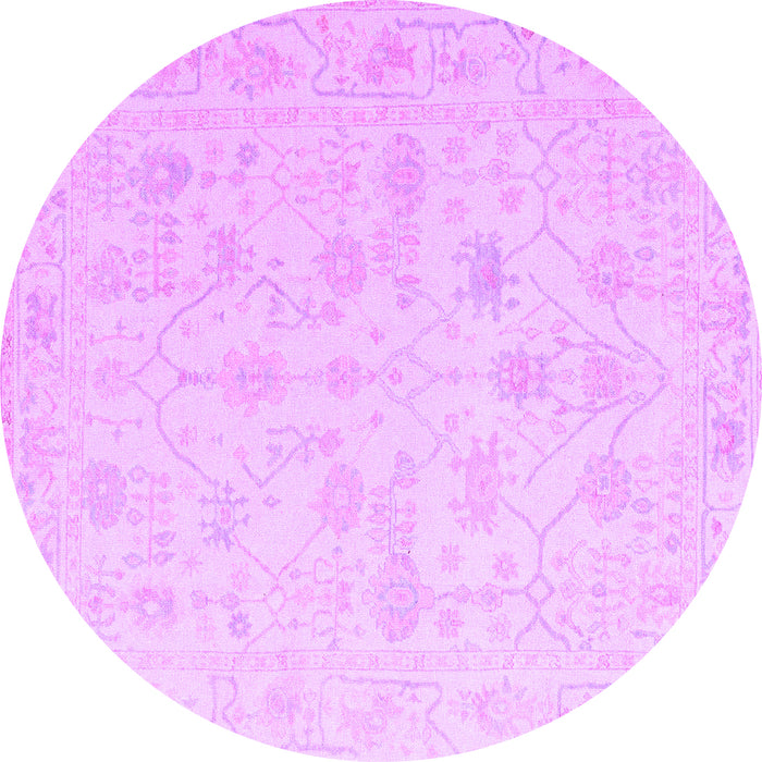 Round Machine Washable Oriental Purple Traditional Area Rugs, wshabs4345pur