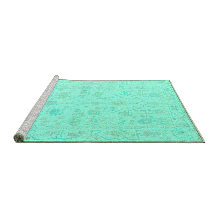 Sideview of Machine Washable Oriental Turquoise Traditional Area Rugs, wshabs4345turq