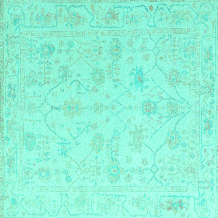 Square Machine Washable Oriental Turquoise Traditional Area Rugs, wshabs4345turq