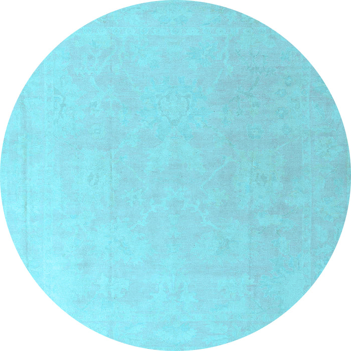 Round Machine Washable Abstract Light Blue Modern Rug, wshabs4346lblu