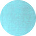 Round Machine Washable Abstract Light Blue Modern Rug, wshabs4346lblu