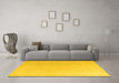 Machine Washable Abstract Yellow Modern Rug in a Living Room, wshabs4346yw