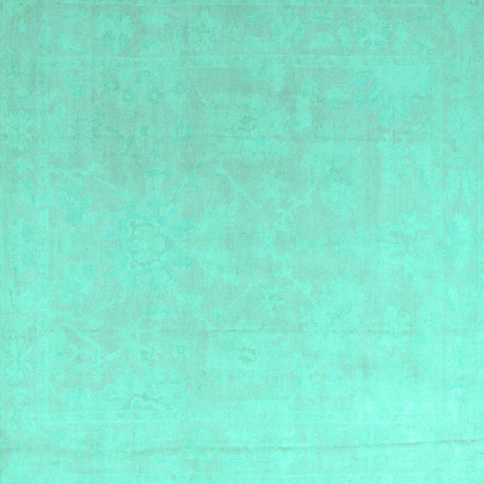 Square Machine Washable Abstract Turquoise Modern Area Rugs, wshabs4346turq