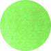 Round Machine Washable Abstract Green Modern Area Rugs, wshabs4346grn