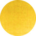 Round Abstract Yellow Modern Rug, abs4346yw