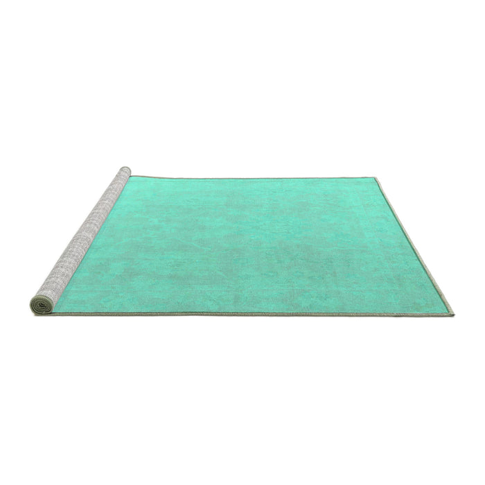 Sideview of Machine Washable Abstract Turquoise Modern Area Rugs, wshabs4346turq